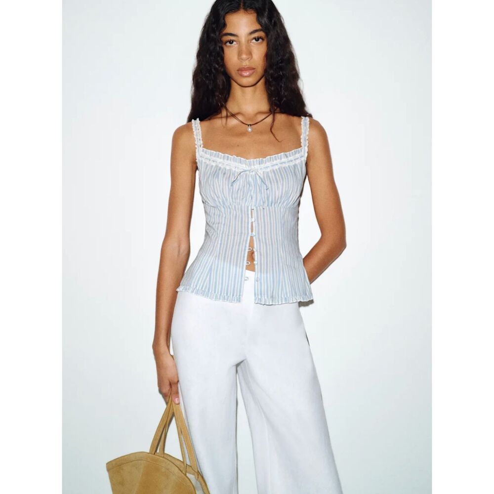 Reformation Eveline Top in Calamari Stripe NWT